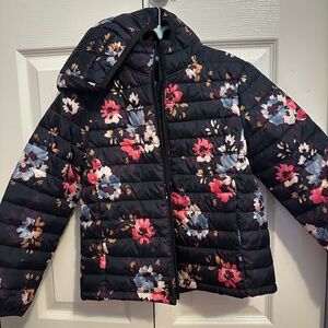GAP Kids Black Floral Puffer Jacket
